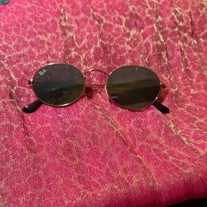 Ray-Ban Gold Frame Oval mirrored Sunglasses